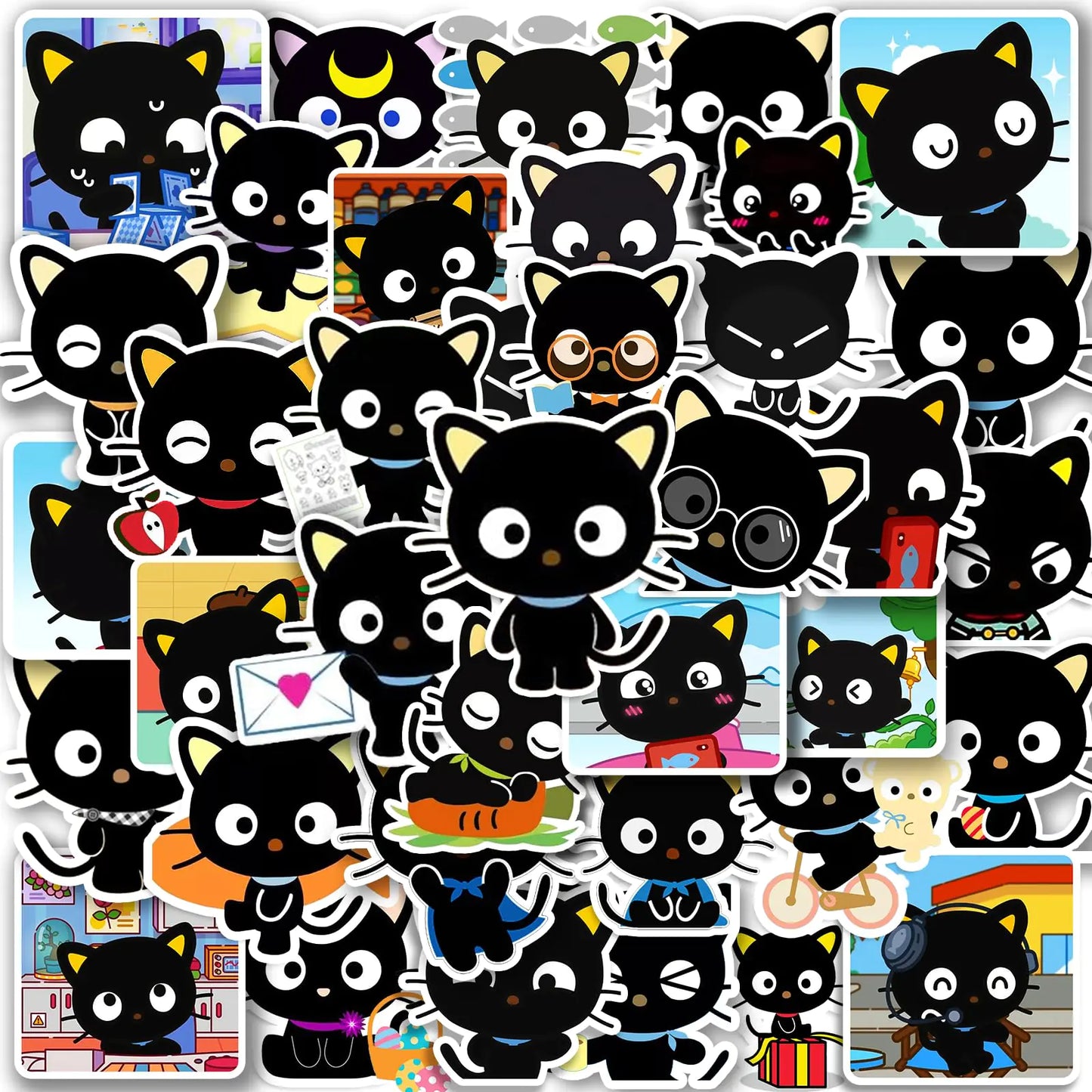 70pcs Black Cat Stickers